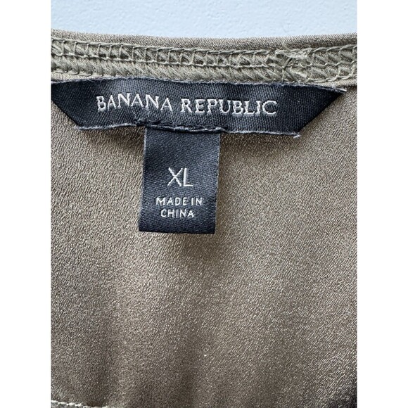 Banana Republic Olive‎ Green Knit Top Women’s Size XL High Front Low Back - Picture 3 of 8